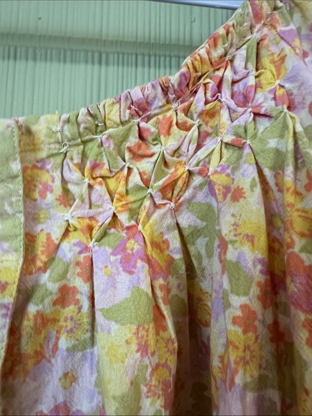 BWT Free People Women's Floral Off-Shoulder Button Front Top - Pink & Yellow - Picture 3 of 11